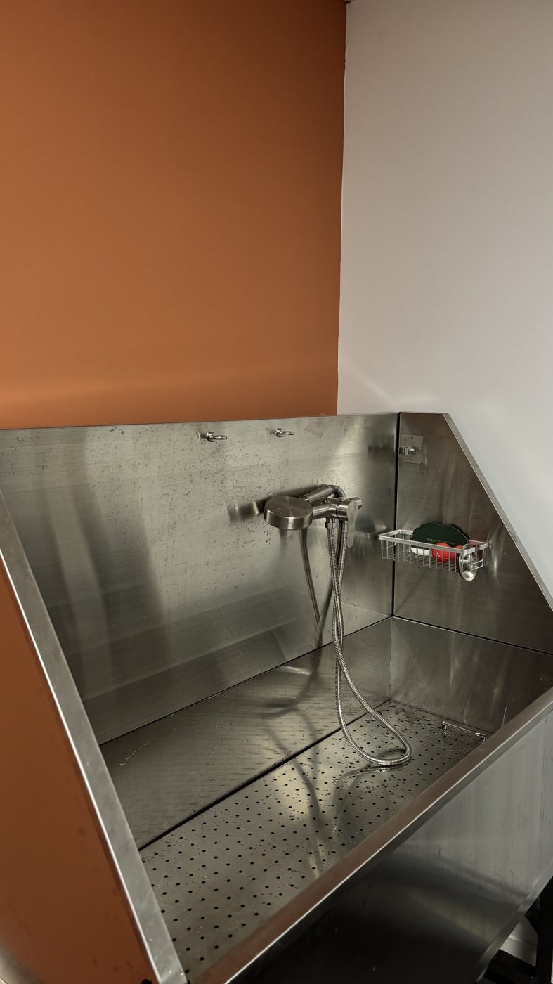 Baignoire inox professionnelle avec douchette pour laver son chien